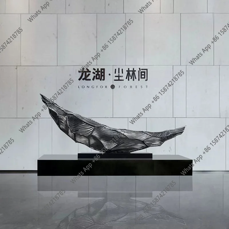 Hotel lobby treasure boat abstract floor sculpture fiberglass landscape hall new Chinese large-scale craft ornament