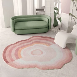 Nordic Irregular Easy Care Living Room Carpet Pink Cute Soft Bedroom Carpets Light Luxury Large Area Cloakroom Decorative Rug