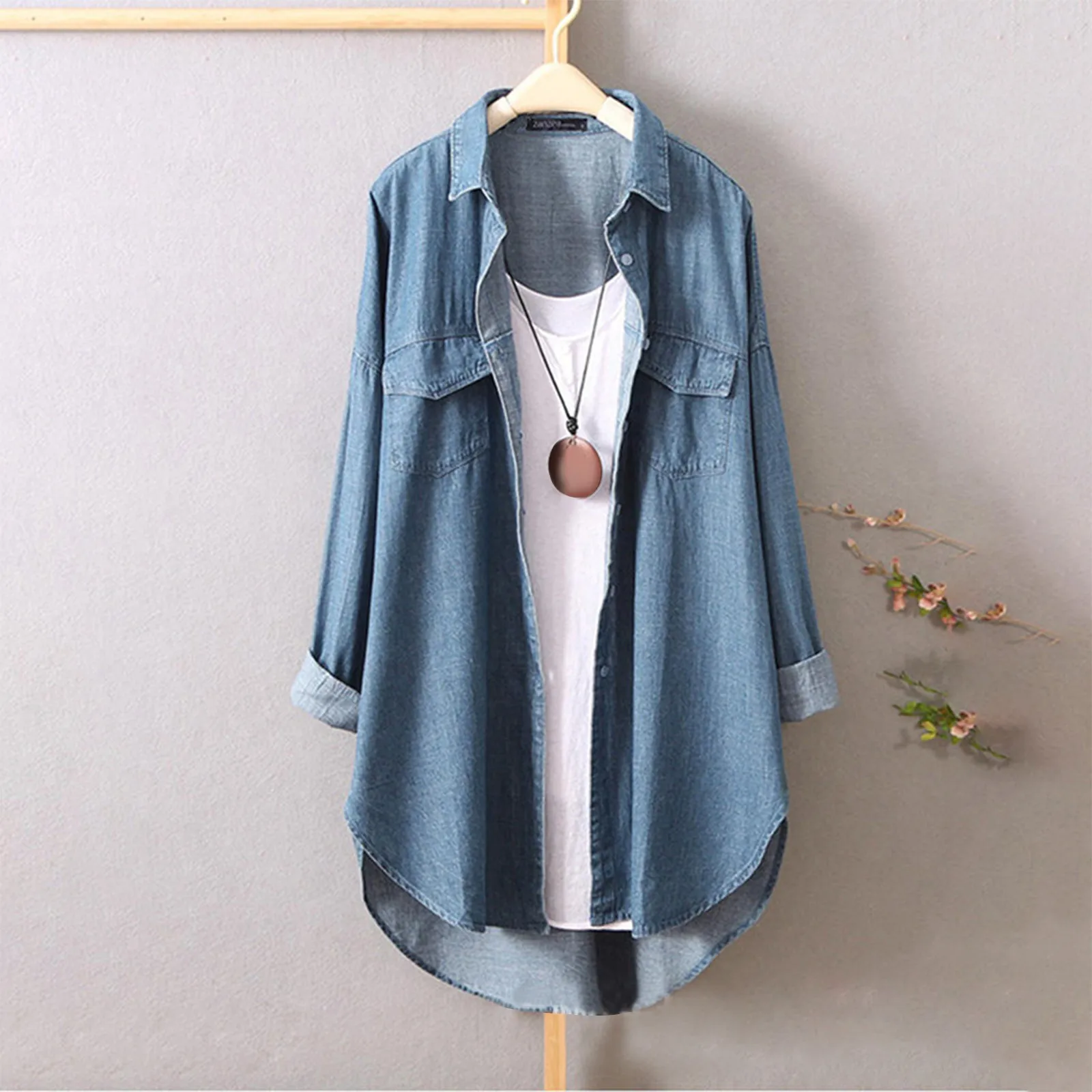 

Plus Size Women Shirt Solid Color Single Breasted Long Sleeve Summer Lapel Buttons Shirts Ladies Blouse Commuter Blusa 2023