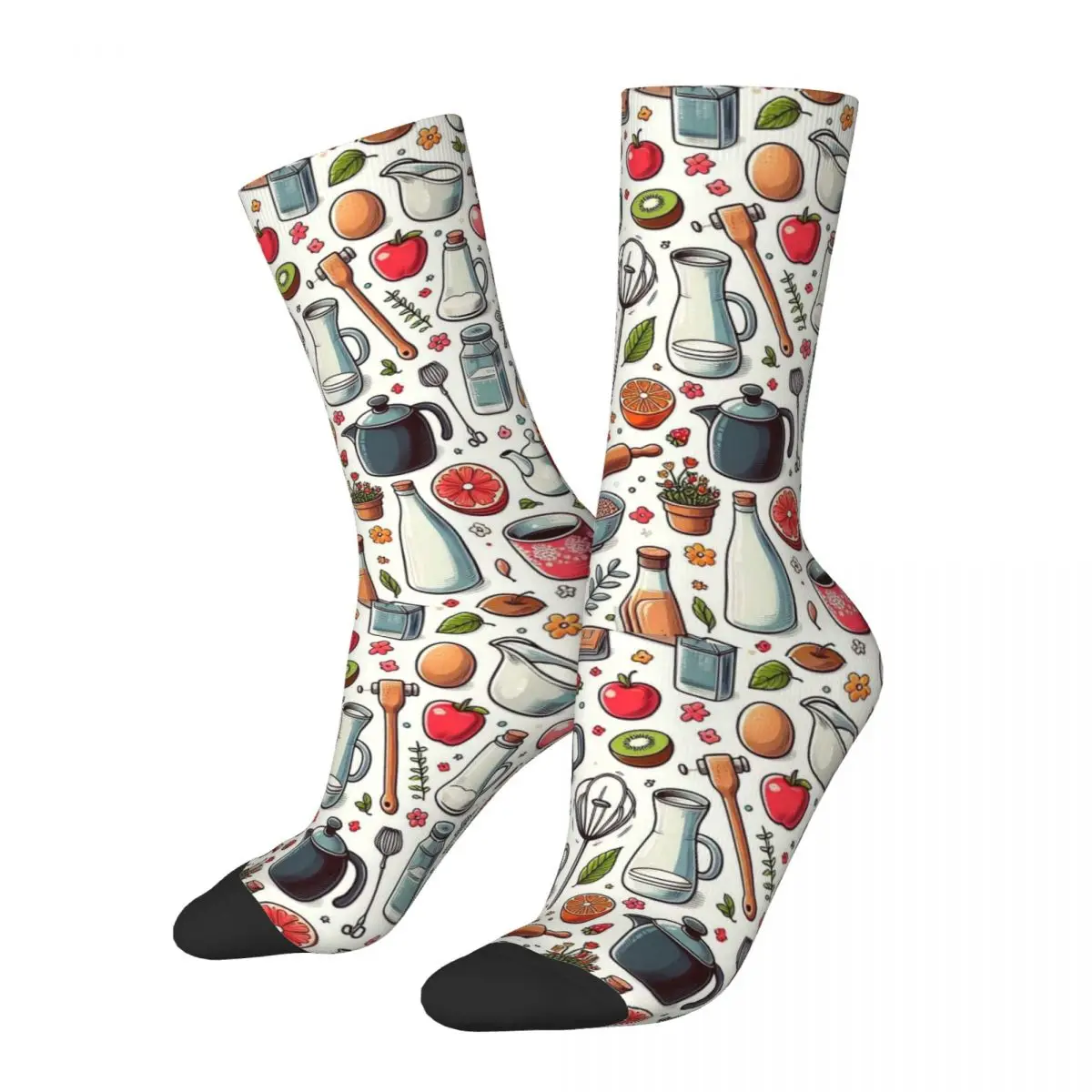 Seamless Pattern Of Kitchen Items Pattern Socks Harajuku Super Soft Stockings All Season Long Socks for Unisex Birthday Present