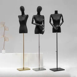 Boutique Female Half Body Mannequin Adjustable Black Female Mannequin For Fashion Display