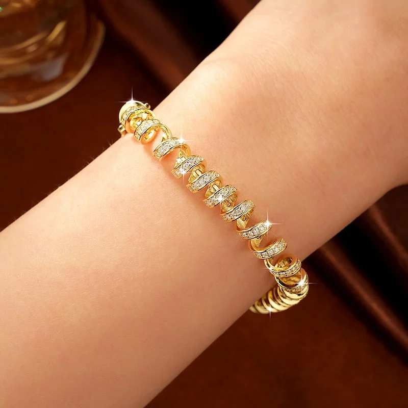Rrjzz D-Color Full Moissanite Light Luxury Spiral Niche Armband Einzigartige Charm-Armbänder für Frauen, Geburtstag, täglicher Schmuck, Geschenke – Detail 16