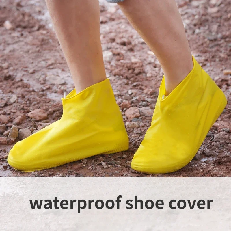 Couvre-chaussures de pluie en caoutchouc réutilisables, couvre-bottes imperméables, couvre-chaussures de marche en plein air, latex non ald, 1 paire