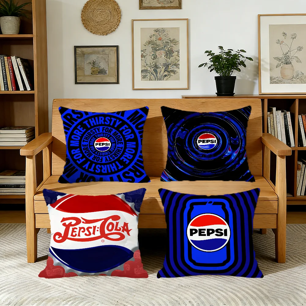 Funda de cojín con Logo de P-pepsi-i-i con estampado artístico para decoración de sofá, hogar, coche, habitación, cafetería, oficina, simplicidad nórdica