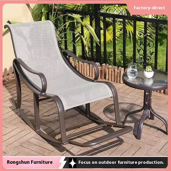 الحديثة في الهواء الطلق الترفيه كرسي كرسي متأرجح الحديد مسند الظهر وسائد إمالة المنزل فناء حديقة شرفة المسنين قيلولة هزاز #5
