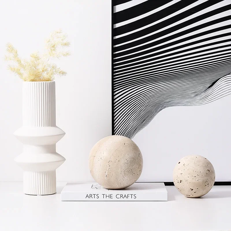 【Natural】Support Customized Natural Marble Stone Round Ball Beige Travertine with Different Diameters