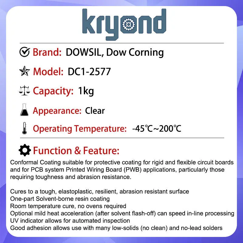 1PC DOWSIL 1-2577 Conformal Coating 1kg Dow Corning 1-2577 Conformal Coating