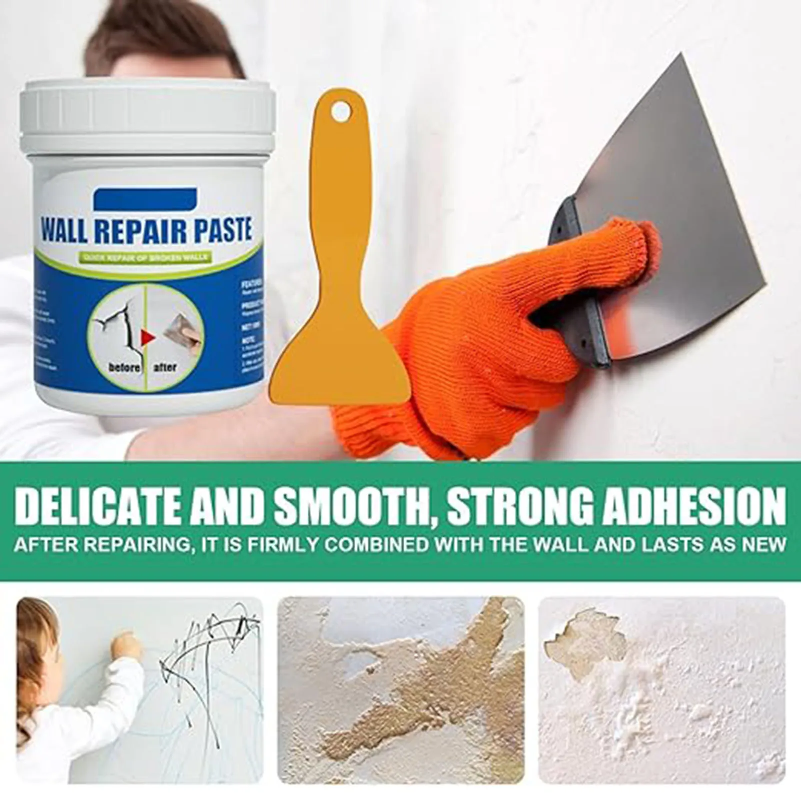 100g Multipurpose Ceramic Repair Agent Strong Adhesion Professional Adhesive Repair Agent with Scraper for Bathroom Wall Floor