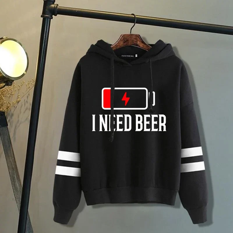 I Need Beer Printed Hoodies Women Sweatshirts Casual Hoodies Personality Fashion Spring Autumn Female Pullover