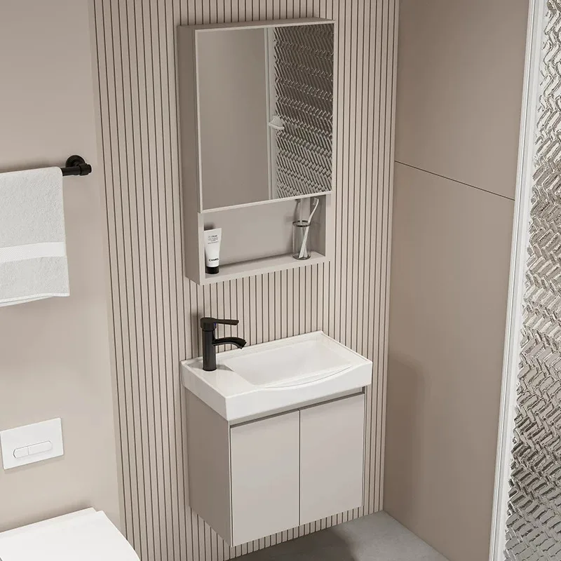 Jiumu waterproof bathroom cabinet, bathroom combination, small size wash basin, ceramic integrated wash basin, mini wash table.