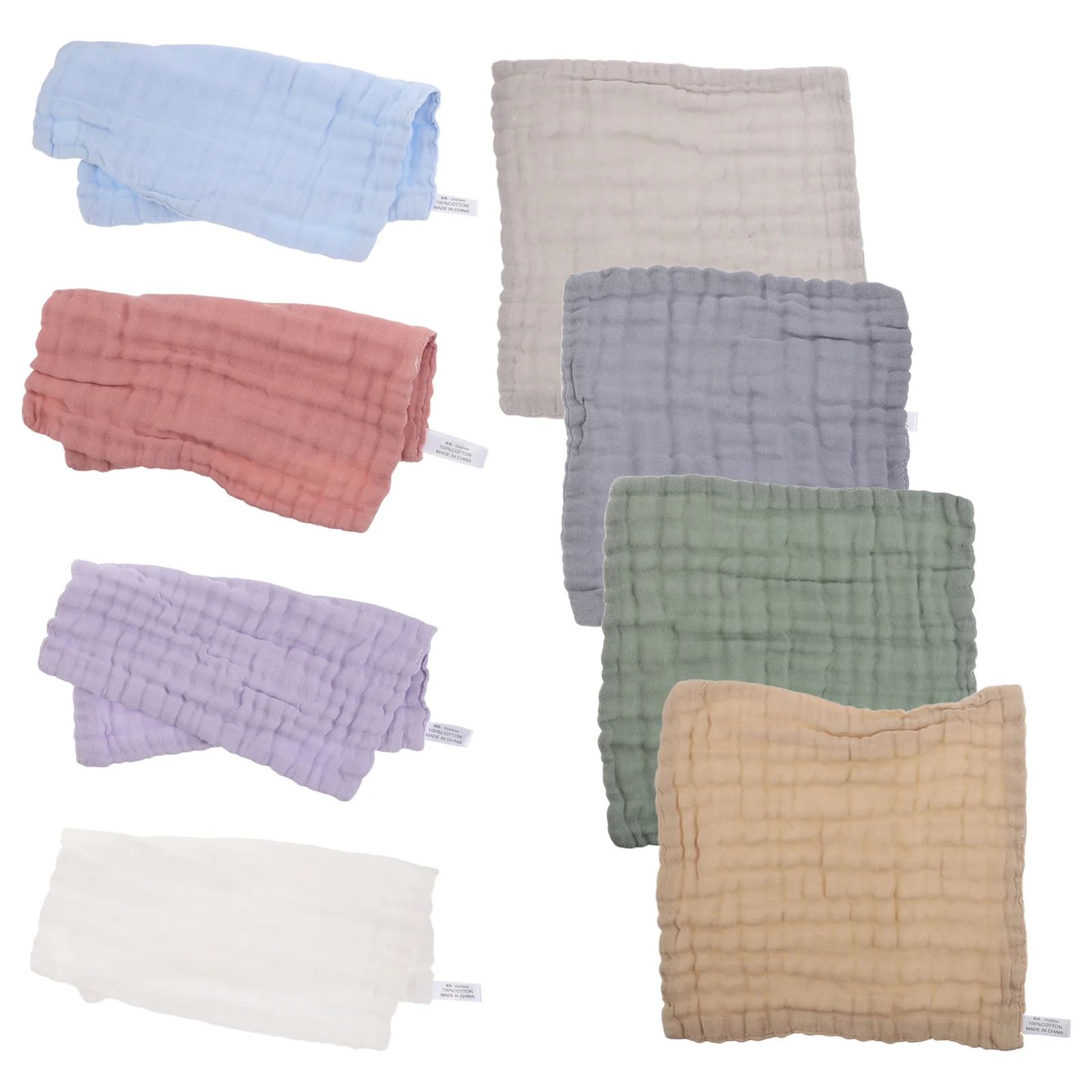 Panos de musselina para bebês, 8 peças, 6 camadas de algodão absorvente, babadores macios para alimentação de recém-nascidos, toalhas de rosto infantil, panos de banho 25x25cm