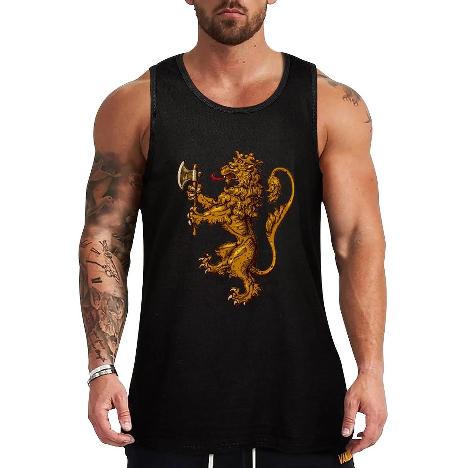 Golden Lion - Heraldic Tank Top Men's vest Men's summer vest Men's tops singlet for men