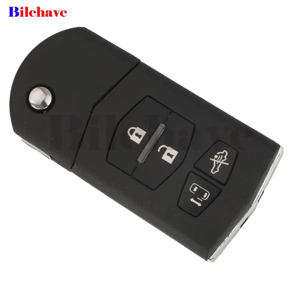 jingyuqin 4 Buttons Flip Car Key Shell For Mazda 2 3 5 6 M5 M6 CX-5 CX-6 2004+ Folding Auto Case Housing Replacement MAZ24