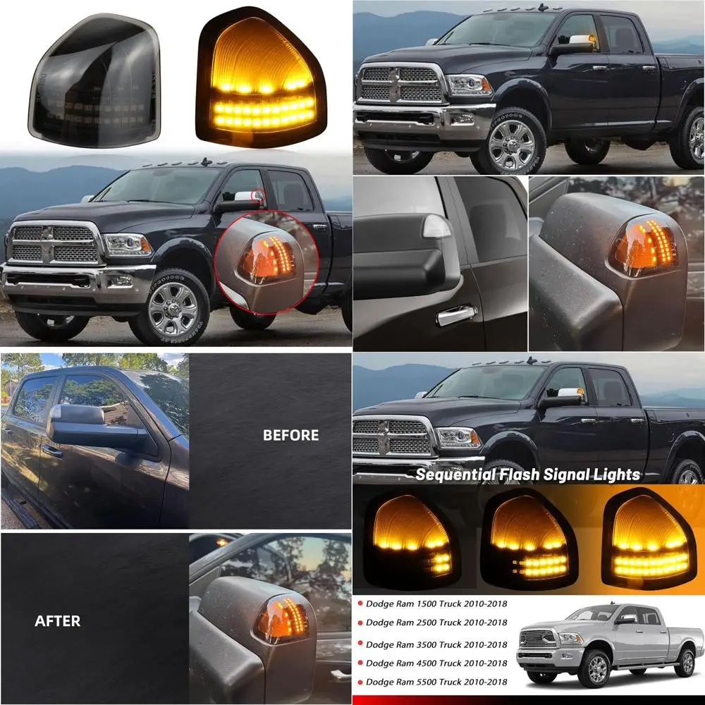 

Sequential LED Side Mirror Marker Lights for Dodge Ram 1500 2500 3500 4500 5500 Trucks 2010-2018 with Towing Mirror, Turn Signal