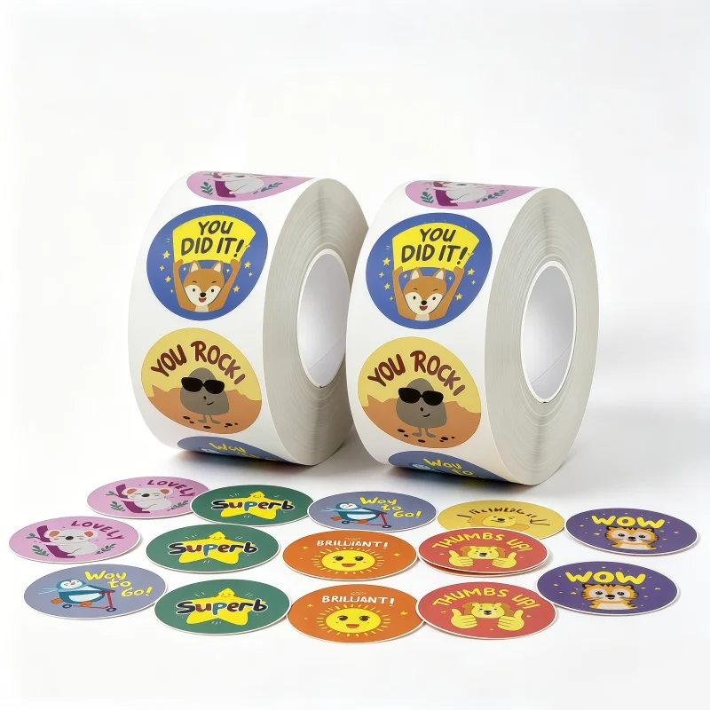 500Pcs/Roll 25mm Round Dot Stickers Kawaii Cartoon Animal Pattern for School Supplies Home Decor DIY Craft Decoration