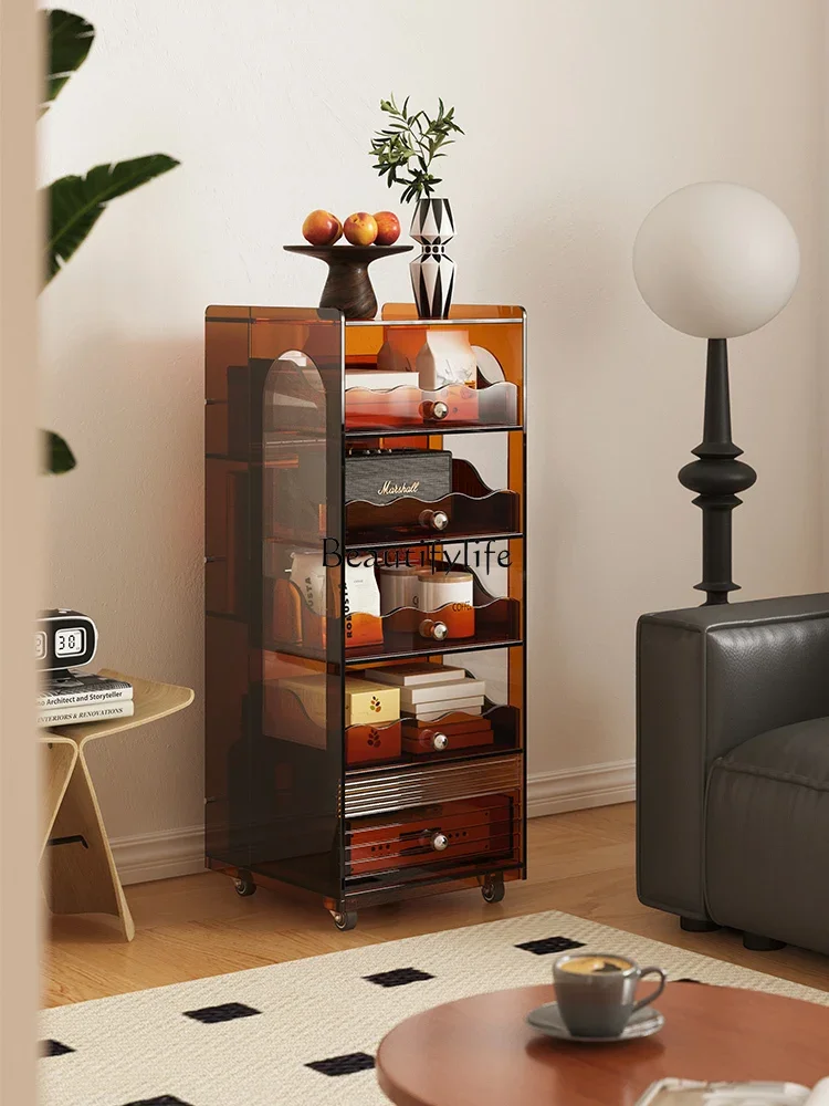 

yj32 Acrylic antique storage cabinet magazine display living room movable side cabinet