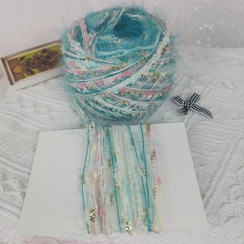 80G Veer Boon Chunky Garen Blauw Zeezout Hand Gemengd Garen Zacht Kleverig Kleurrijk Pluche Garen Handgemaakte Gehaakte Zak Naaldwol