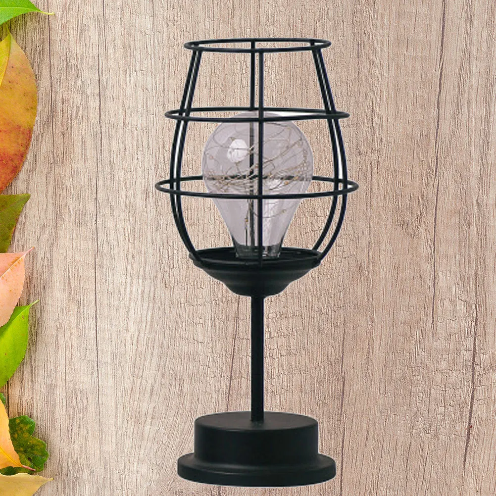 

Wine Glass Night Light Lamp For Home Bar Coffee Shop Camping Travel Iron Decorative Lamp Indoor Lighting