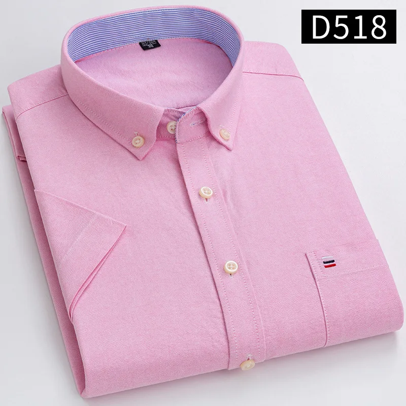 

6XL 7XL Men's short Sleeve Shirt Summer 100% cotton Oxford Business Casual High quality Breathable wear free fashion plaid