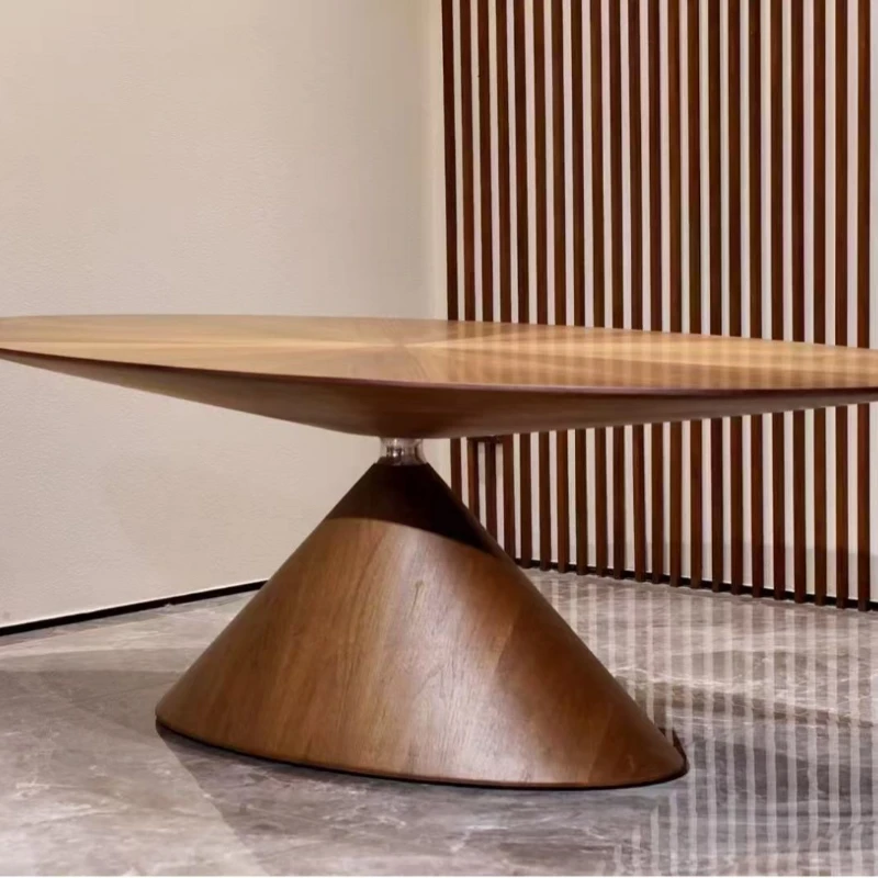 

Italian minimalist wooden table Modern minimalist fashion UFO art dining table Restaurant household solid wood foot dining table