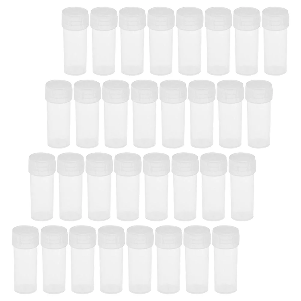 50 Pcs Sample Storage Bottle Lab Test Tubes Sealing Bottles Powder Container Sampling Refillable with Caps Plastic