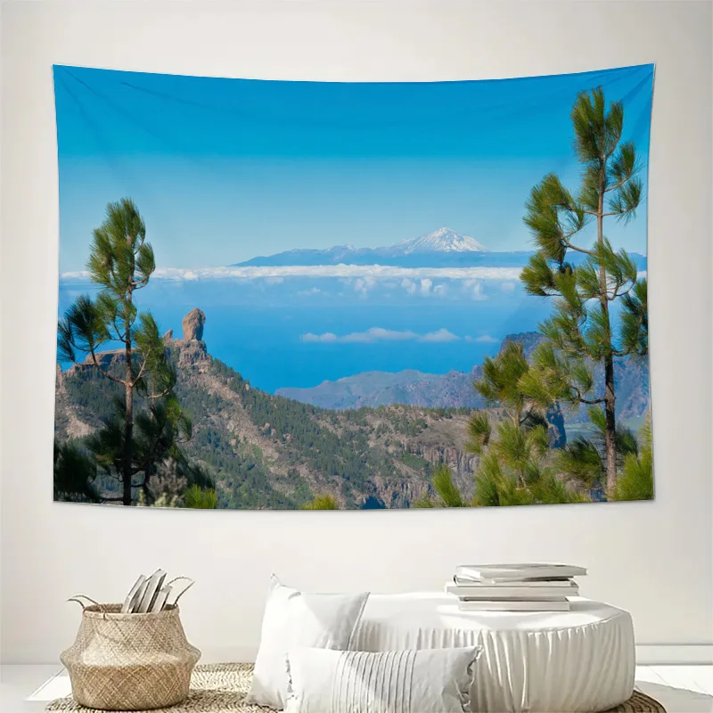 Massive Nature Landscape Wall Tapestry Photo Art Print Ocean Mountain View Scenic Decor Hanging Decoration for Modern Home Room