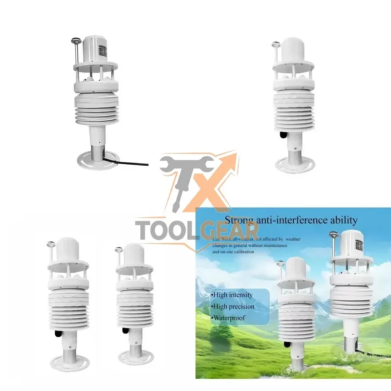 2026hotsale* Solar Power Ultrasonic Anemometer Weather Station Measures Air Temperature Humidity Pressure Wind Speed
