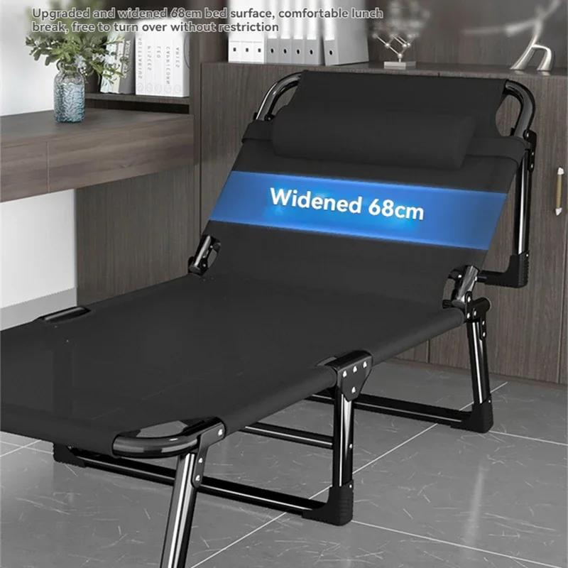 เตียงพับ Teslin สีดำ พกพาสะดวก สำหรับใช้กลางแจ้ง บ้าน ออฟฟิศ งีบหลับ โรงพยาบาล และการเดินทาง