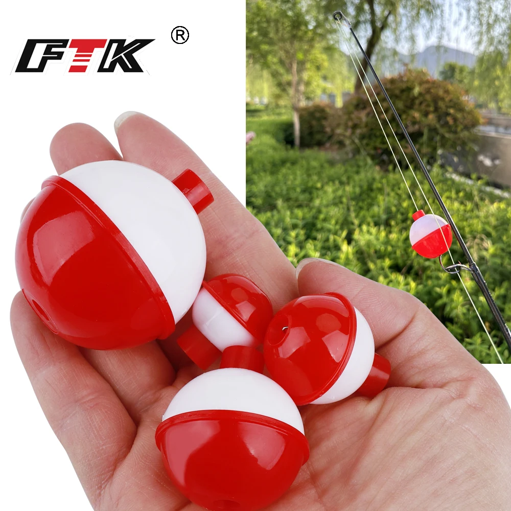 FTK 8pcs/set Fishing Bobbers Hard ABS Red/white Mix Size Slip Bobbers Push Button Round Buoy Floats Fishing Tackle Accessories