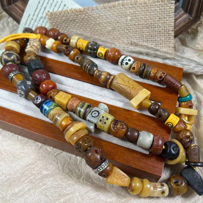 Tianzhu Yak Bone Multi-Bead Semi-Finished String Pendant, Ethnic-Style Jewelry