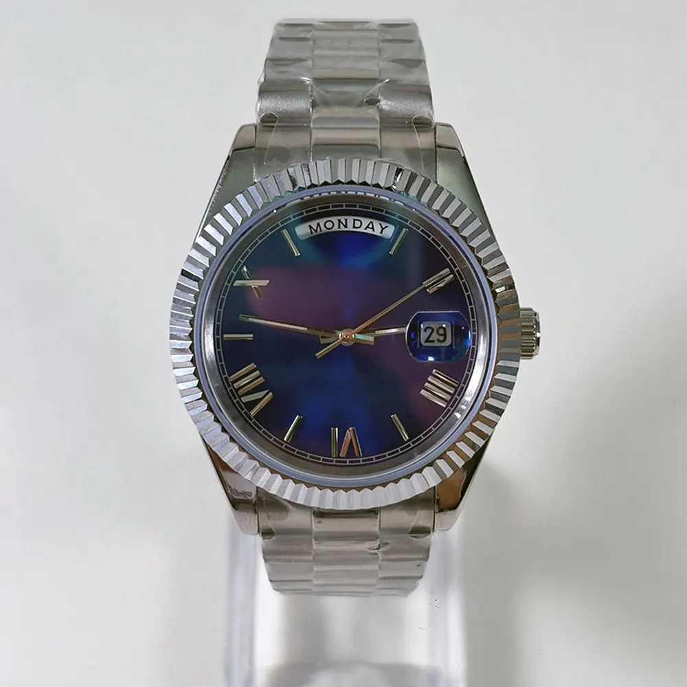 

Часы с индивидуальным логотипом, 40 мм, сапфировое стекло, 316L, двойной календарь, ремешок 904L, подходит для механизма 8285, водонепроницаемость 10 бар