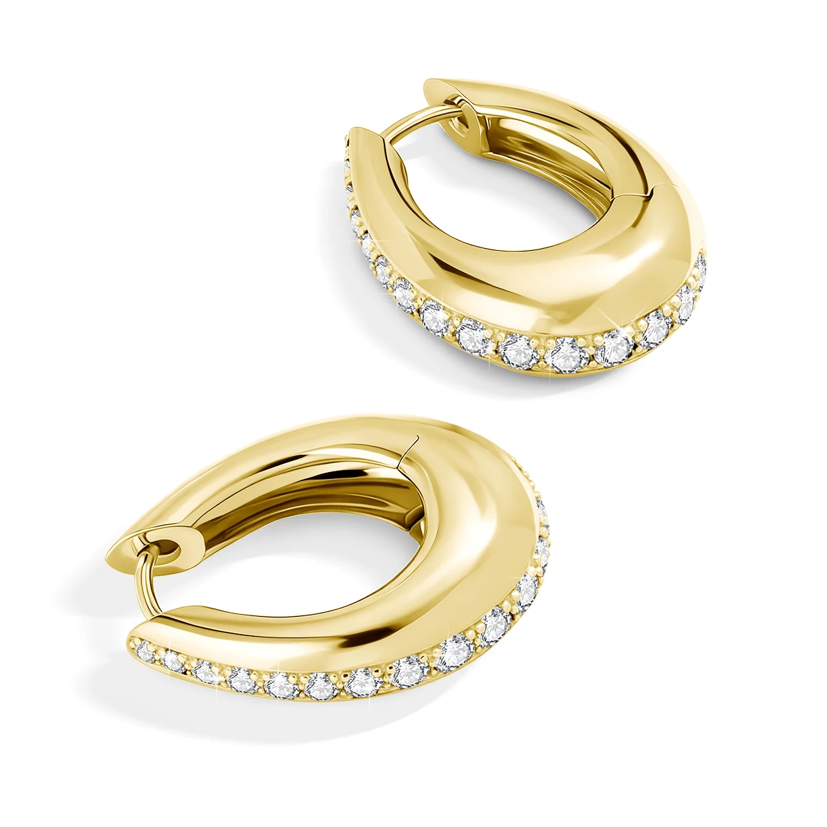 14K Gold Filled Moissanite Chunky Hoop Earrings for Women Thick Teardrop Earring Hypoallergenic Non-fading Ear Jewelry - view 2