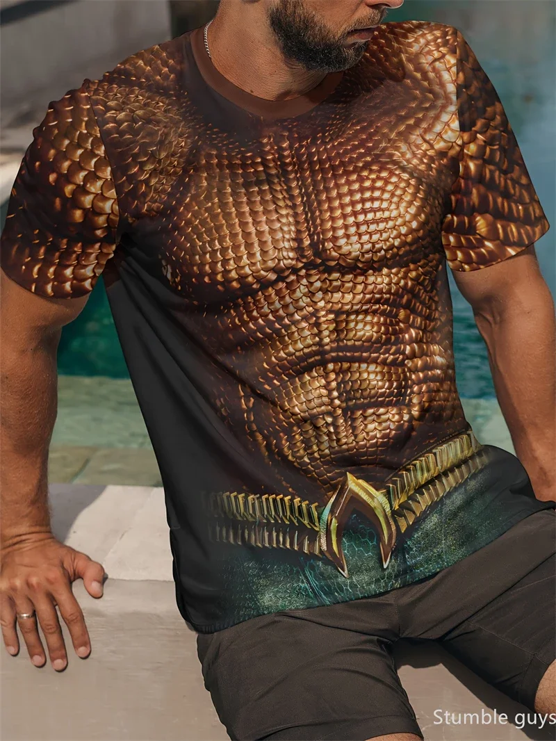 Sommer Herren Mode Anime-Inspiriertes T-Shirt Locker Geschnitten Kurzarm Atmungsaktives Gewebe Übergroßes Sport-Trikot Outfit