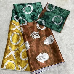 African Satin Silk Fabric High Quality Satin Cloth And Tulle Chiffon Blouse Nigerian Fabrics 4+2 Yards