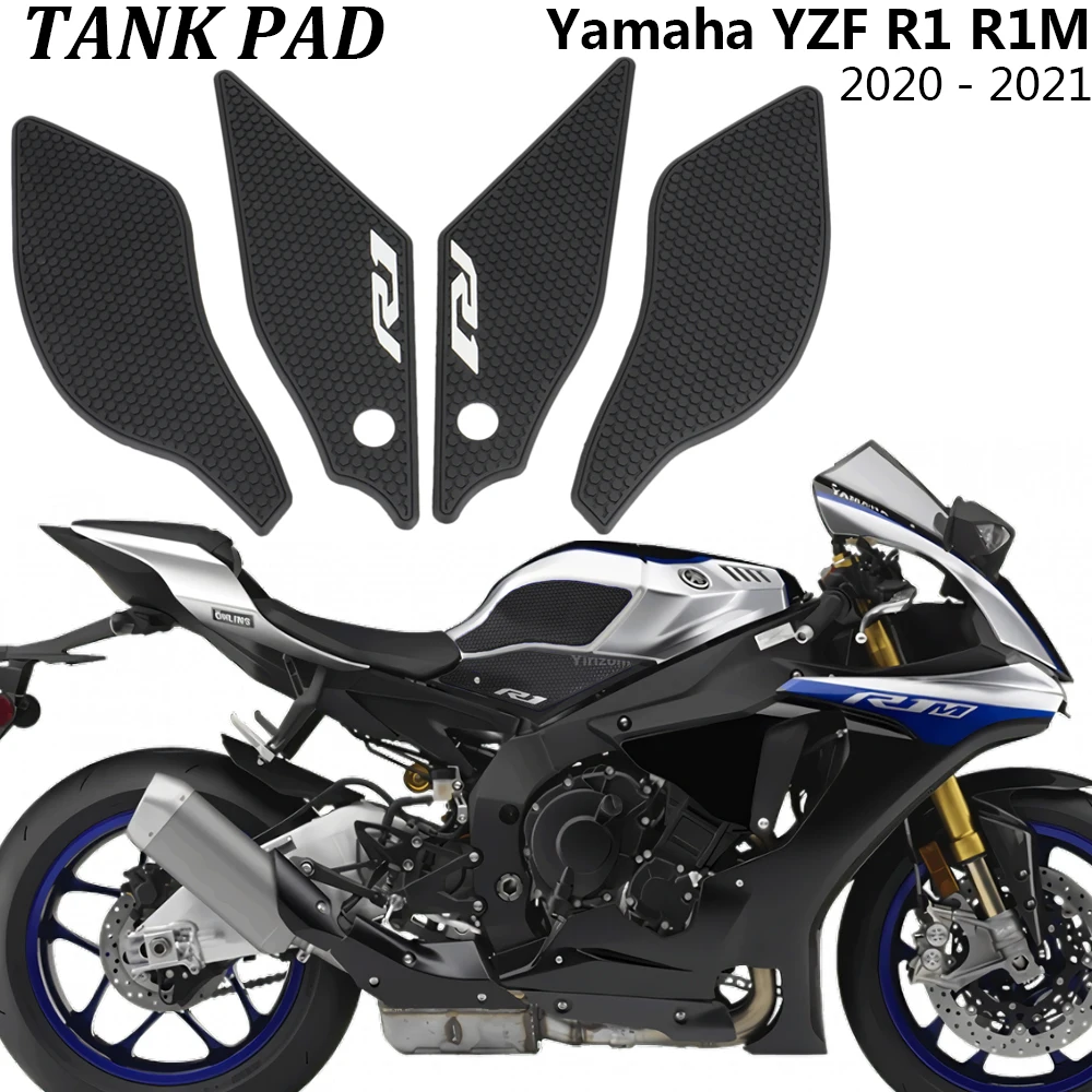 

For Yamaha YZF R1 R1M YZFR1 2020 - 2021 Motorcycle side fuel tank pad Sticker Decal Gas Knee Stickers Anti Slip Traction Pad