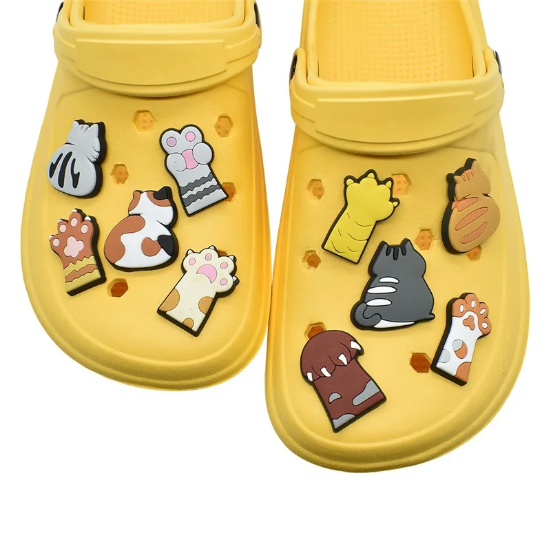 PVC Kawaii Animal Cat Mom Sandal Shoe Decoration Buckle Charms Fit Wristbands Hole Slipper Accessories Kid Xmas Gift