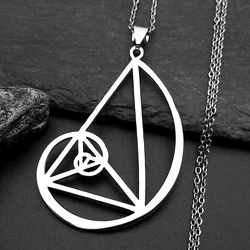 Dolden Triangle Stainless Steel Necklace - Fibonacci - Golden Ratio Pendant (3.5mm) size With 50cm Chain Jewelry N431S02