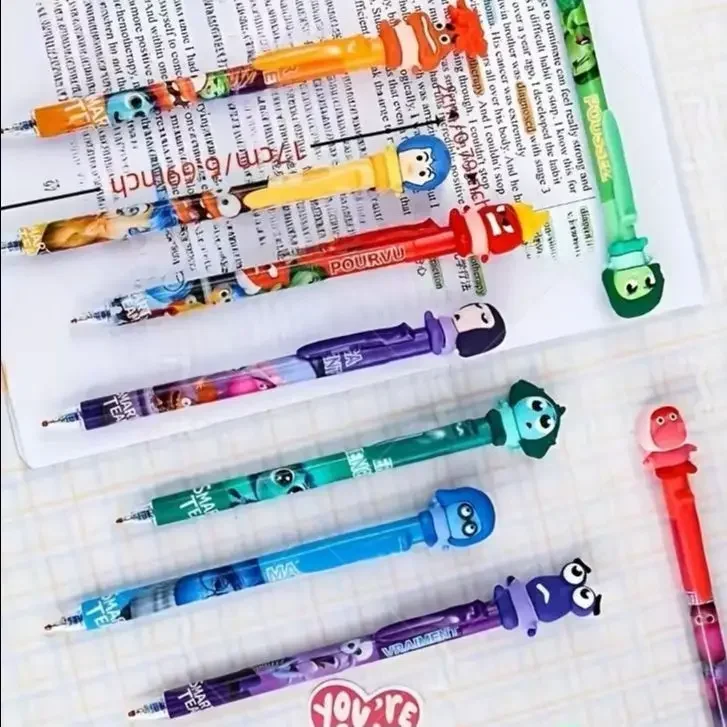 9pcs Disney  Inside Out Ballpoint Pen, Push To Press 0.5mm Signature Pen, Cartoon Student Stationery Gifts, Office Supplies