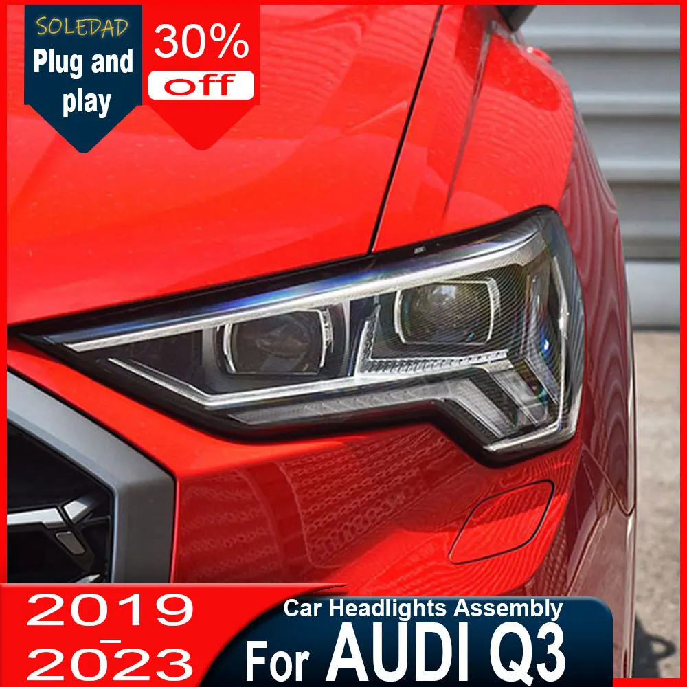 

Автомобильные фары для Audi Q3 2019-2023: Полный светодиодный комплект, обновленная версия, высококачественные линзы-проекторы, аксессуары