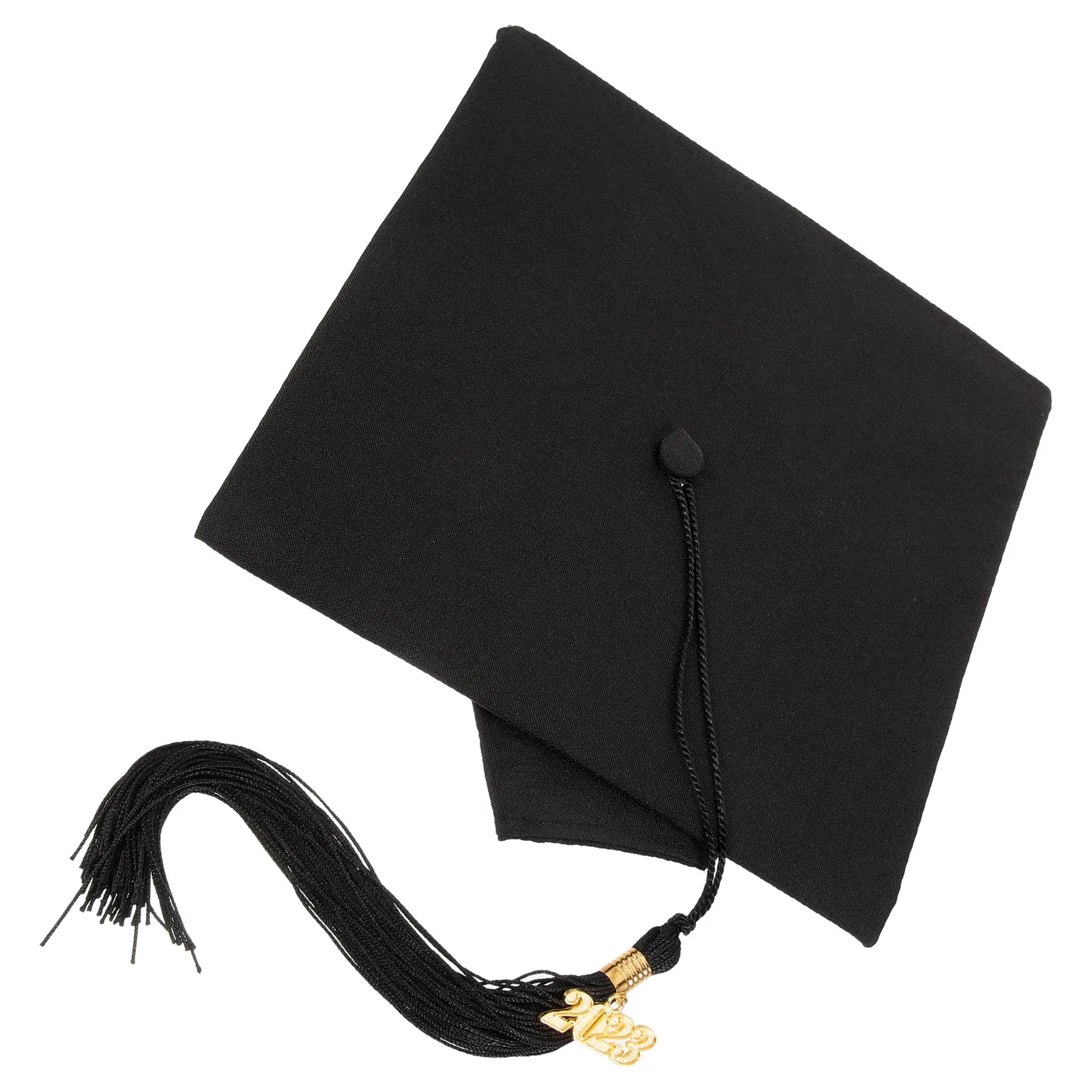 

Black Graduation Cap 2023 Adult Hat Decorations Charm Party Favors Polyester Durable Supple Classic Tassel Practical Popular