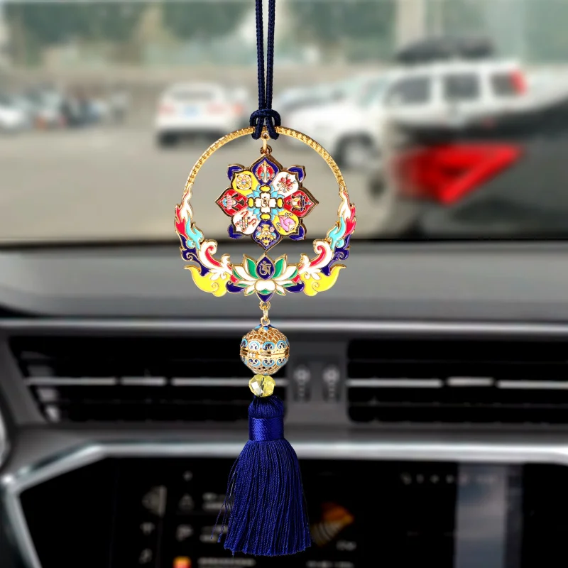 National Style Creative Car Ornament Woven Tassel Zinc Alloy Car Accessories Car Interior Aromatherapy Pendant Gift Box backpack