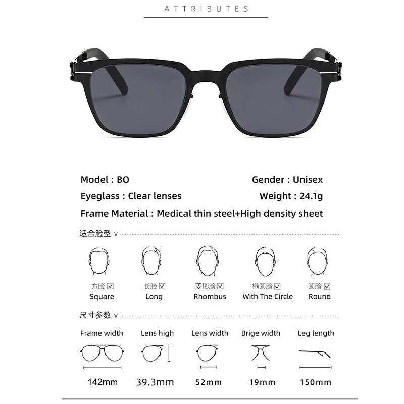 2027 Deutschland Design Sonnenbrille Herren BO Ultraleichte Edelstahl-Biologische Stahl-Klassische Sonnenbrille Damen Outdoor-Fahrsonnenbrille – Detail 2