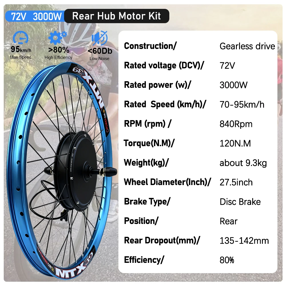 MTX 72V 3000W Elektrofahrrad-U – Ebike Conversion Kit 72V 3000W Bewertung und Preis