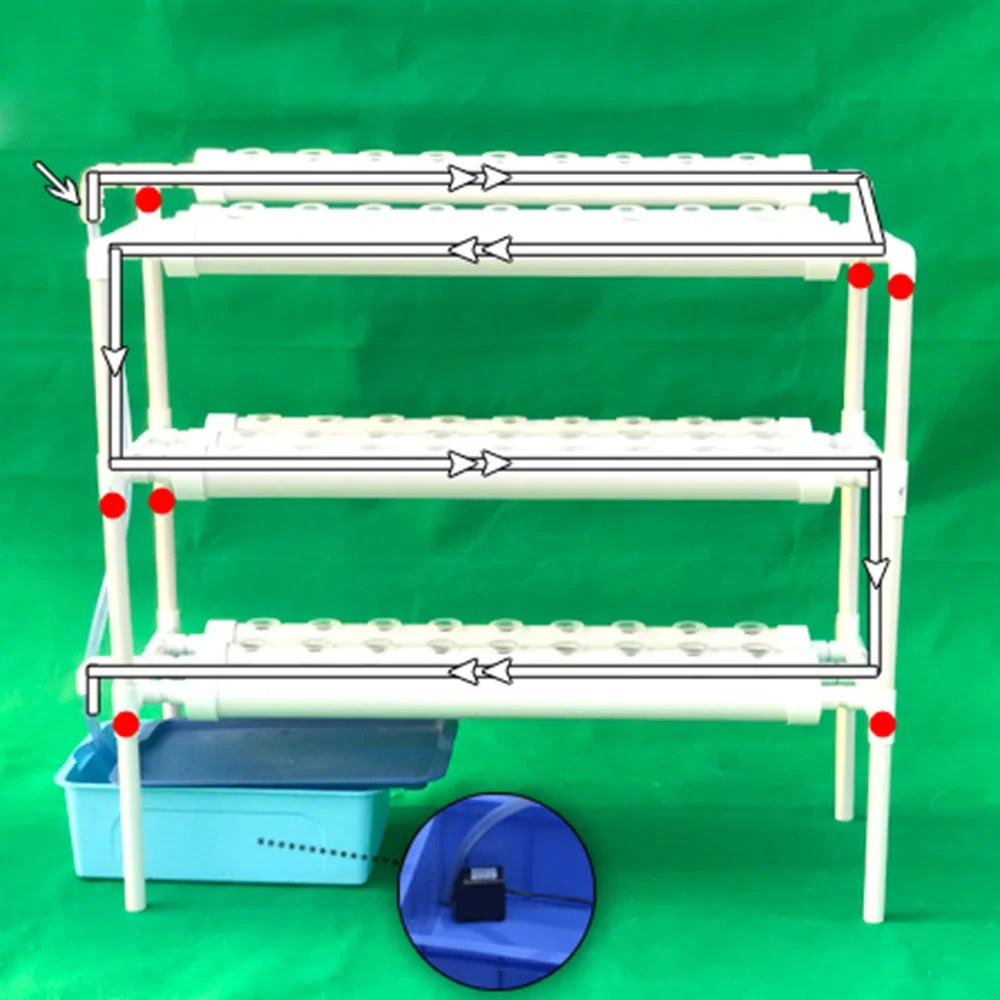 90Plant Hydroponic Grow Hydroponics 3Layer Planting Systems 10 Pipe Hydroponics 3-Layer/1 layer 54 hole Plant Hydroponic System