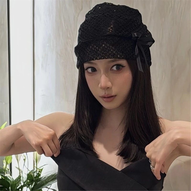 Trendy Knitted Hat Skull Hat Fashionable Cool Eye-Catching Adjustable Unisex Party Openwork Ribbon Hat Trendy Club