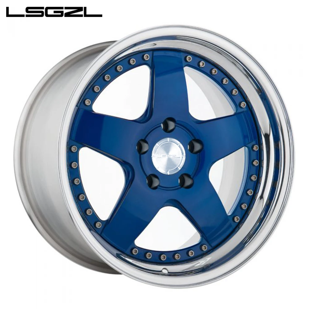 3 Piece Forged Wheel Concave 5 Split Spoke Alloy Forged Wheel 17-24 Inch 5x120 With Customize Color