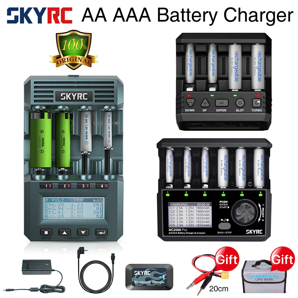 SKYRC NC2500 Battery Charger NC2500 Pro / NC2200 for AA AAA Nimh Universal Rechargeable BT LCD Smart Battery Charger