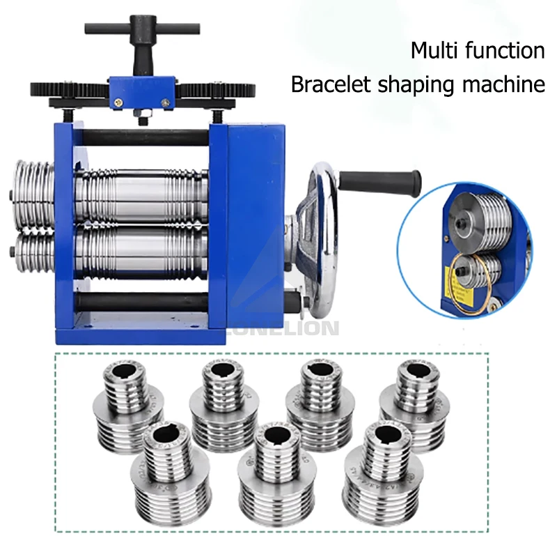 Sheet Square Semicircle Pattern Wire Roller Gear Ratio 1:2.5 Two Roll Mill Machine Mini Goldsmith Gold Jewelry Rolling Mill