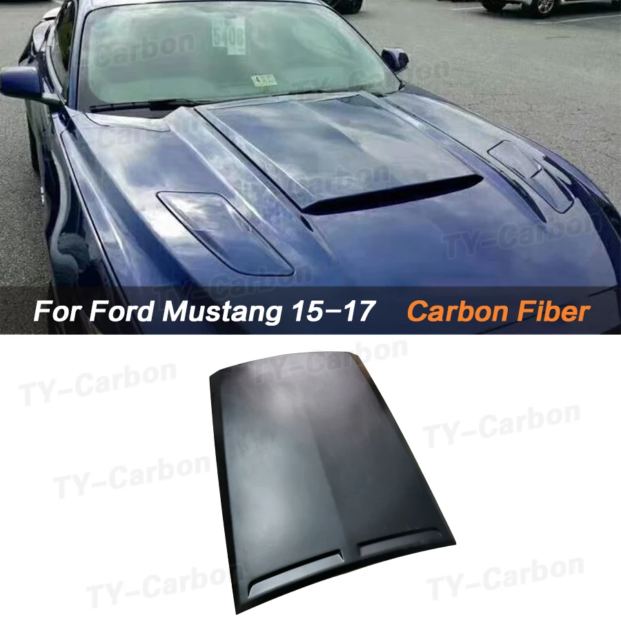 Para 2015-2017 Ford Mustang Roush estilo capó de motor Scoop alta calidad estilo de coche FRP/fibra de carbono Real capó delantero capó Scoop