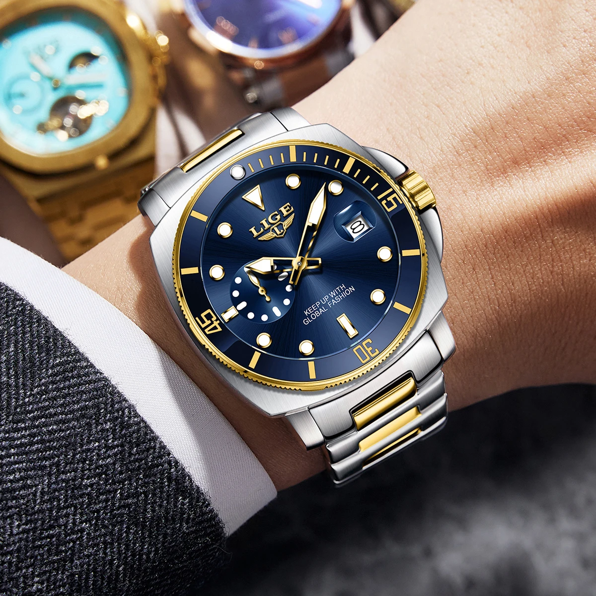 Men's Trendy Waterproof Luminous Stainless Steel Watch